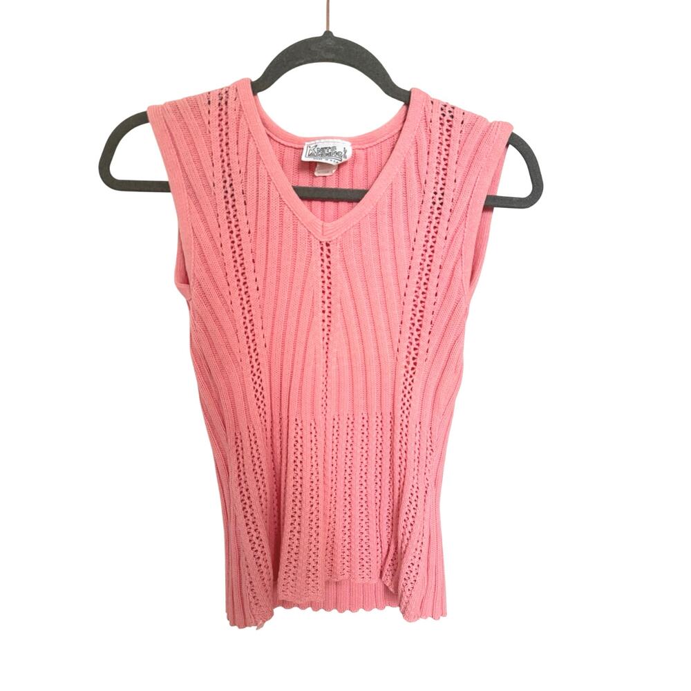 Vintage Knits Landing Knit Tank Top Women's Medium Pink Cottage Ballet Core